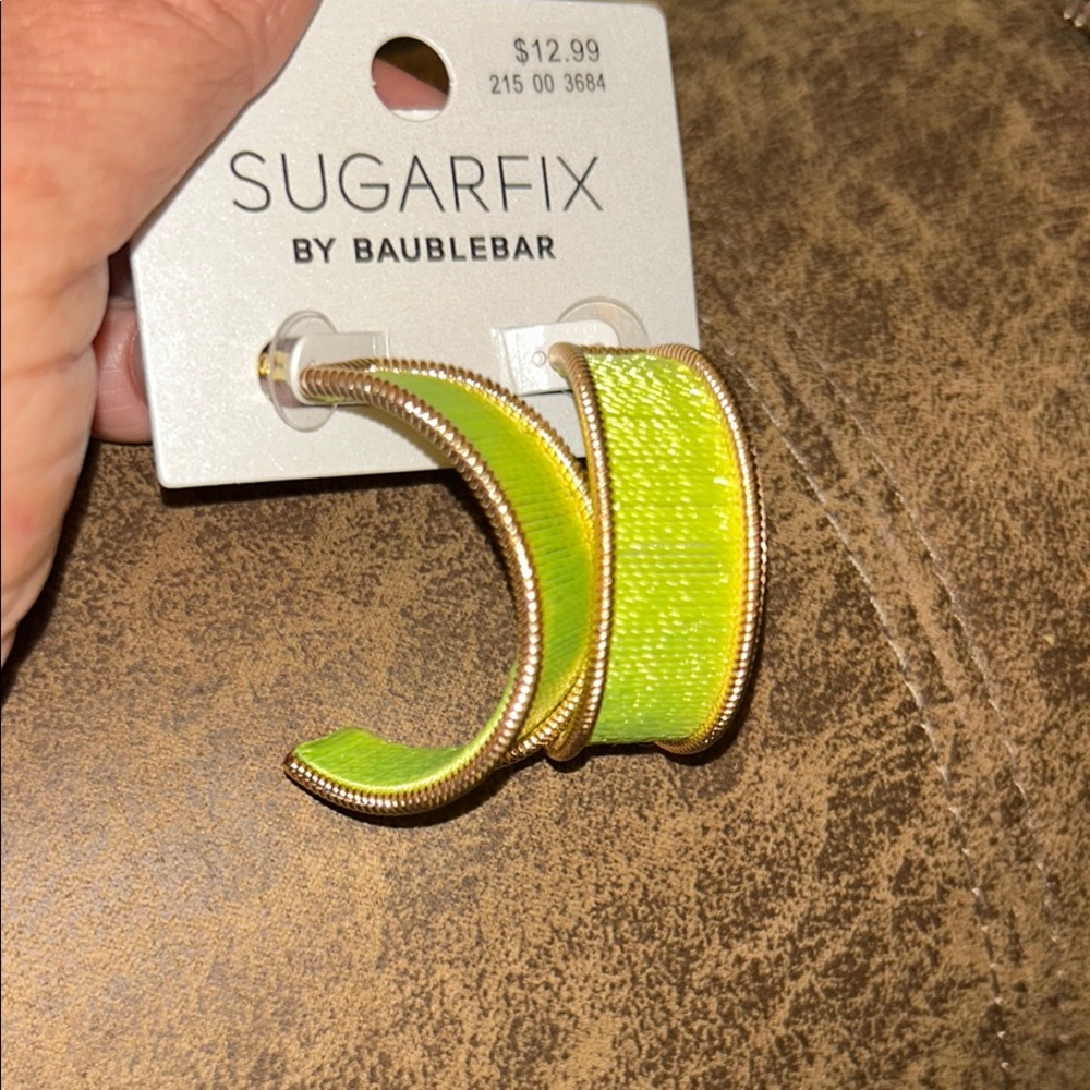 NWT Sugarfix by BaubleBar Gold and Green Earrings